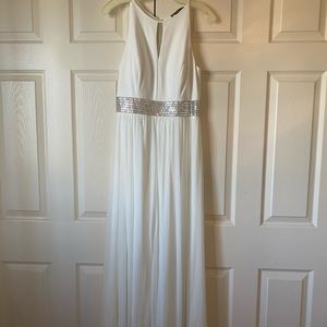 Jersey Keyhole Bodice Gown with Crystal Waist